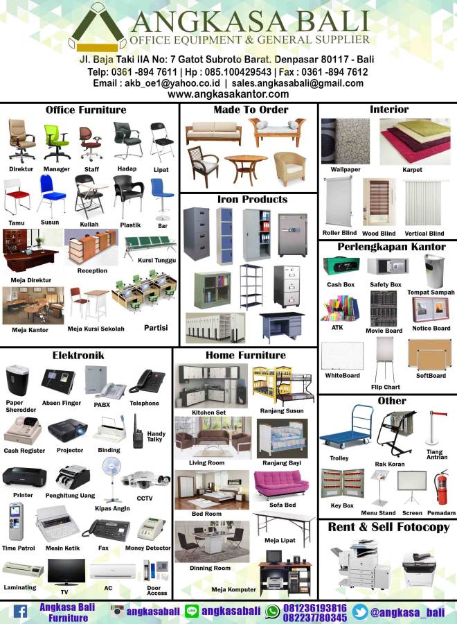 Angkasa Bali Jual Meja  Kantor  Kursi Kantor  Peralatan 